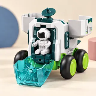 The moon rover with its scoop lowered