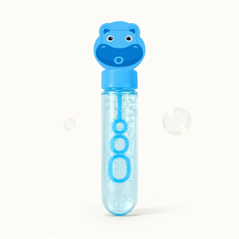 Blue hippo bubble wand close-up