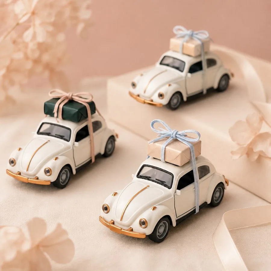 Cream Beetle alloy car, side view with open door