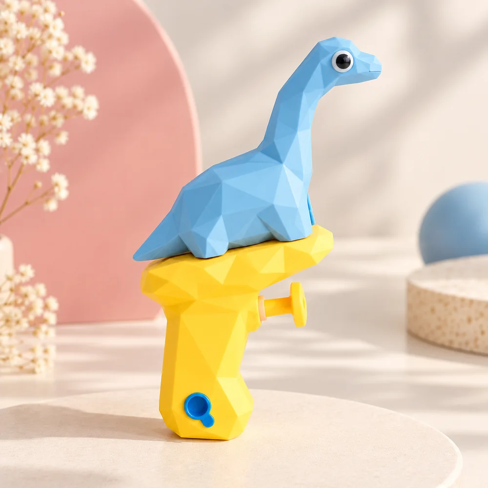 The blue long-neck squirter, showing the faceted body, googly eye and blue fill plug
