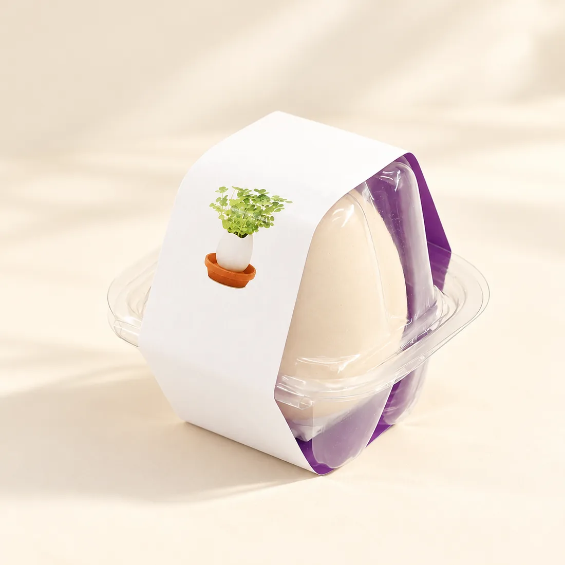 A single sealed planter with a purple base