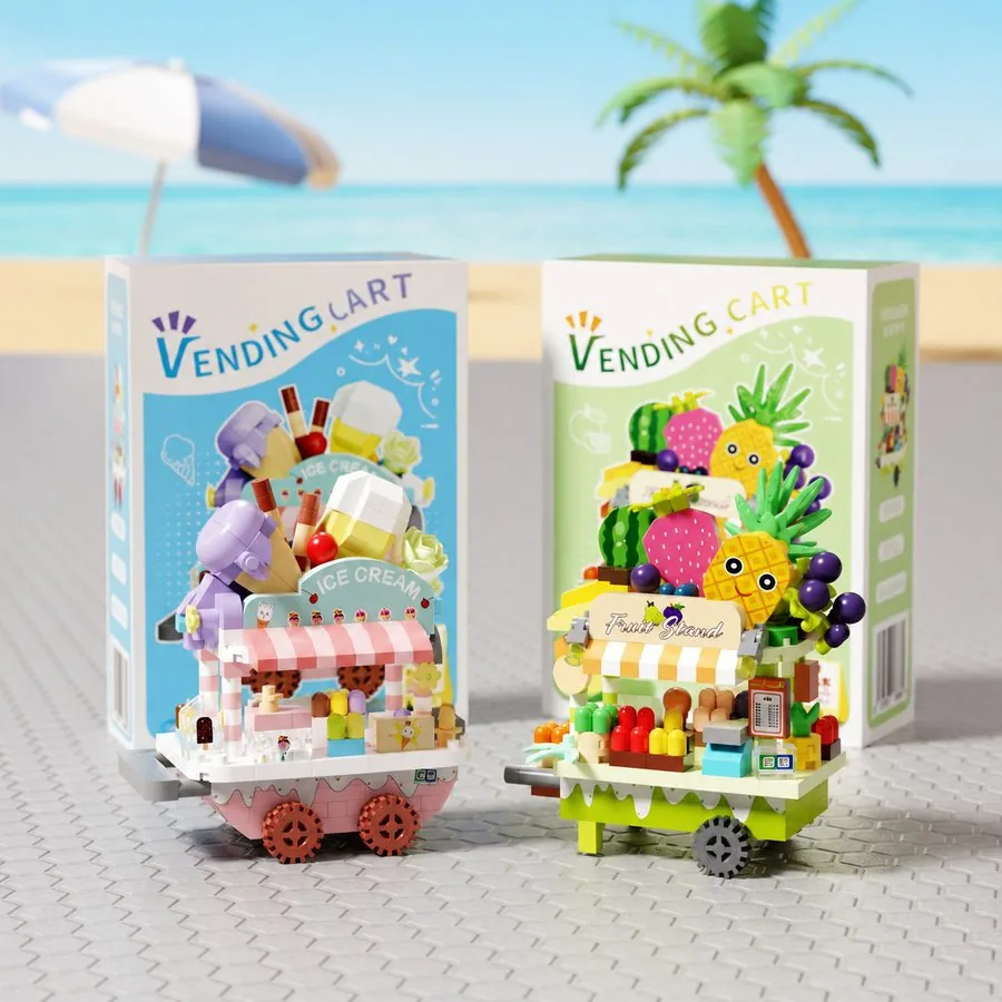 Flower and street-food carts with boxes