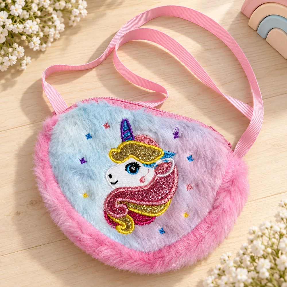 The bag photographed from above with the full length of the ribbon strap laid out